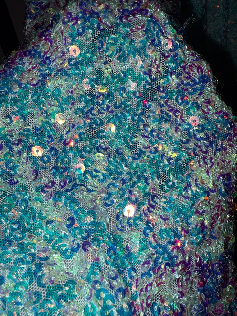 Custom Prom Dress Sparkling Iridescent Sequin Mermaid Dress Aqua Tiffany Blue XS - Picture 6 of 16